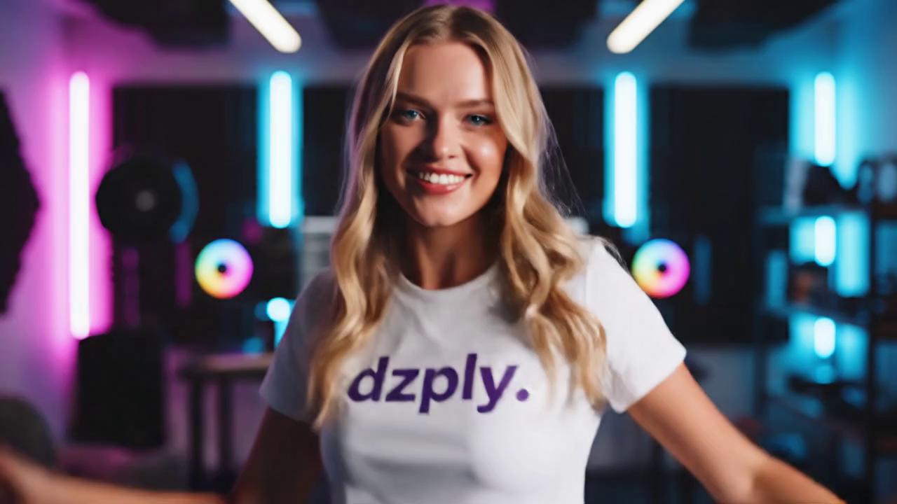 Realistic blonde creator broadcasting live shopping session on dzply.